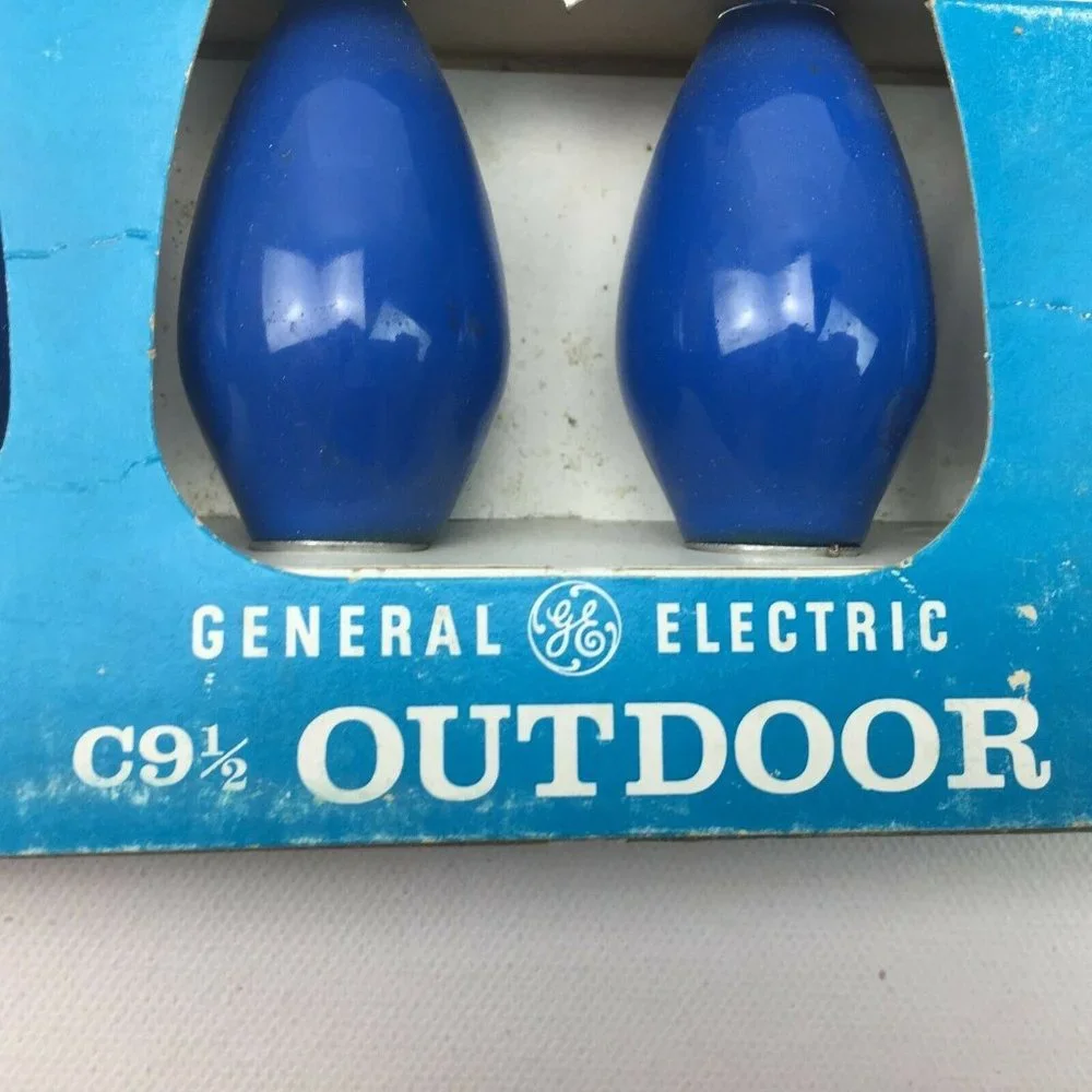 General Electric GE C9-1/2 Outdoor Christmas Lamps Hanukkah Blue Bulbs